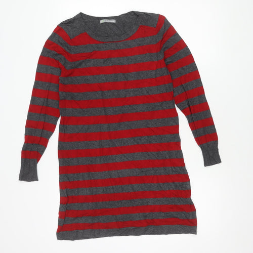 Marks and Spencer Women's Striped Pullover Jumper, Red, Size 12