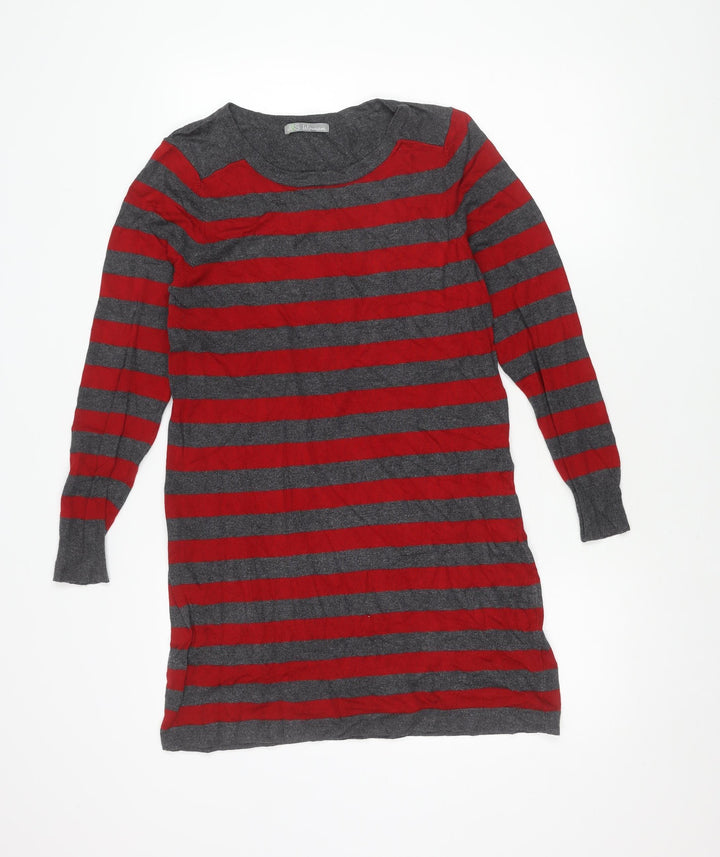 Marks and Spencer Women's Striped Pullover Jumper, Red, Size 12
