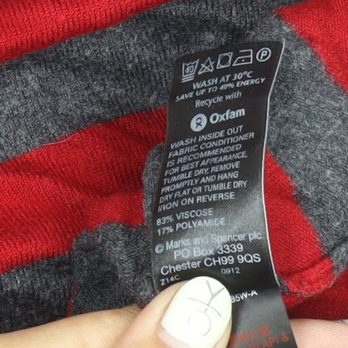 Marks and Spencer Women's Striped Pullover Jumper, Red, Size 12
