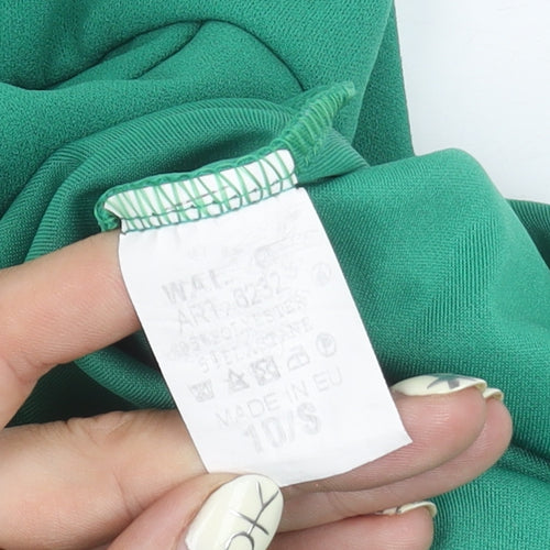 walG Women's Green Sheath Dress Size 10 Ruffle Sleeve
