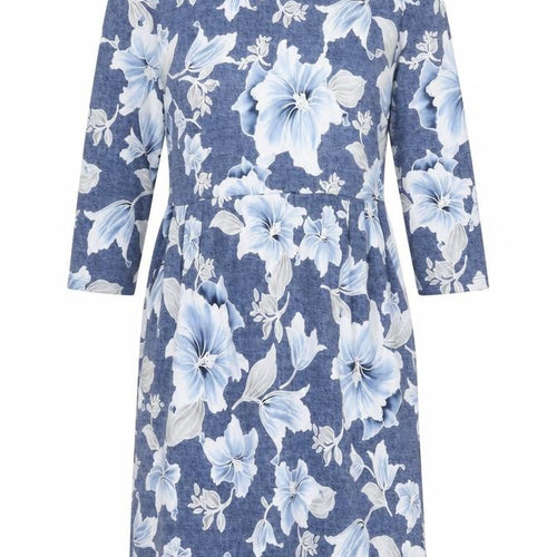 Roman Women's Blue Floral Dress Size 16 with Stretch