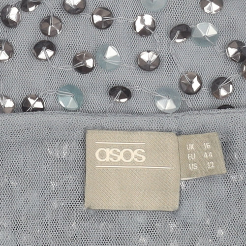 ASOS Women's Grey Sequin Camisole Blouse, Size 16