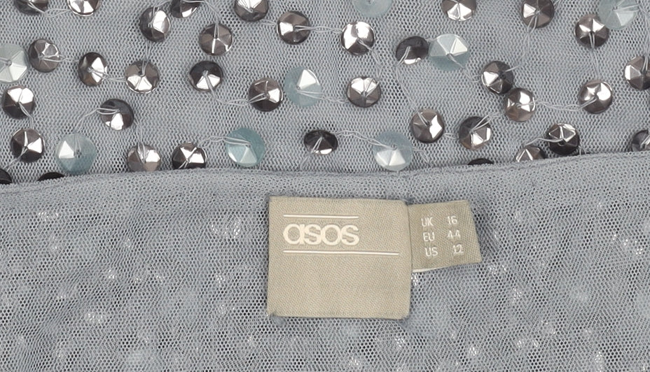 ASOS Women's Grey Sequin Camisole Blouse, Size 16