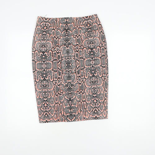 Marks and Spencer Women's Orange Animal Print Pencil Skirt, Size 8
