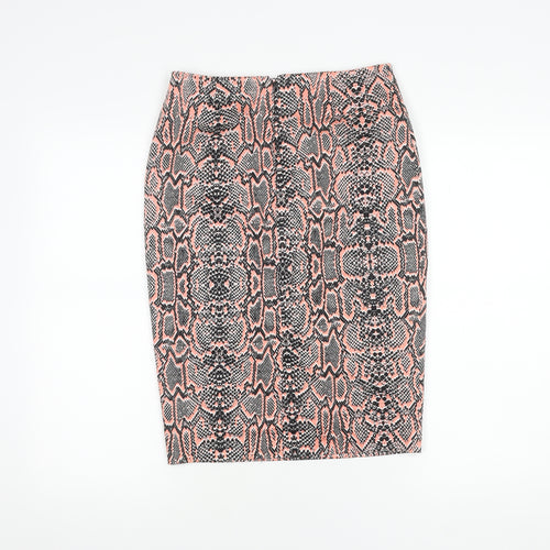 Marks and Spencer Women's Orange Animal Print Pencil Skirt, Size 8