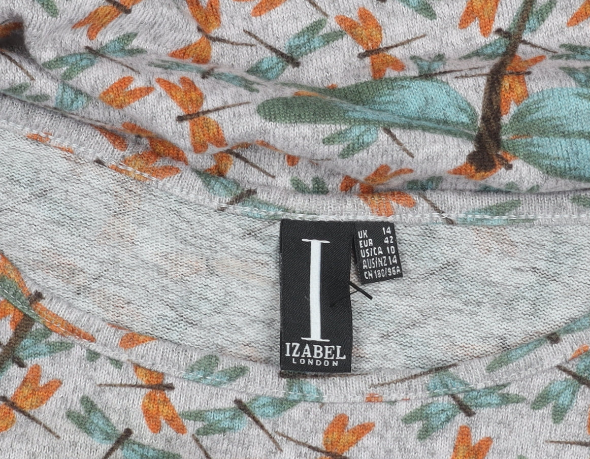 Izabel London Women's Multicoloured Dragonflies Jumper, Size 14