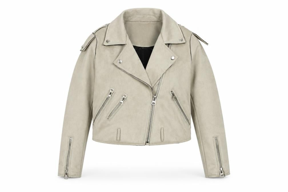 Front view of Details Basic Women's Grey Biker Jacket Size R