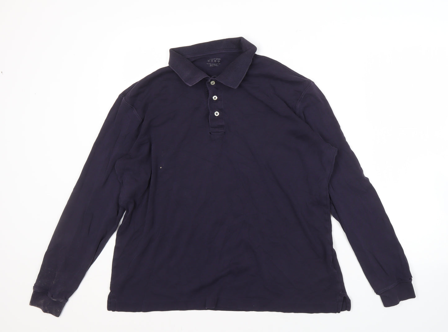 Lands' End Men's XL Long Sleeve Blue Polo