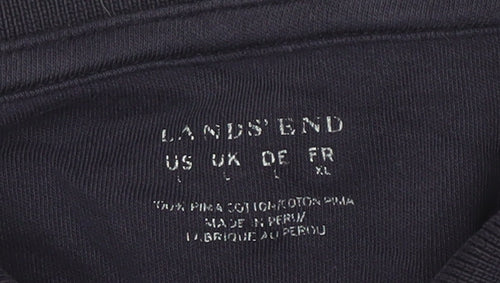 Lands' End Men's XL Long Sleeve Blue Polo