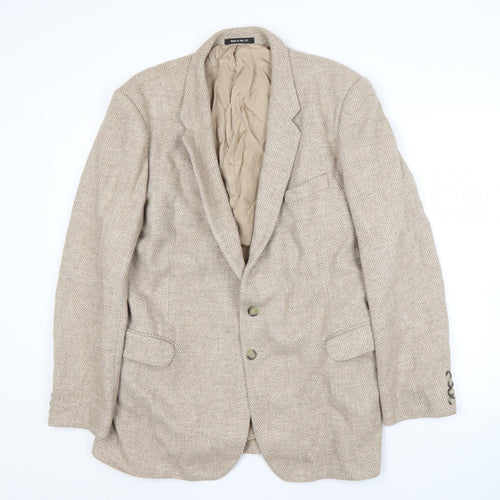 St Michael Men's Beige Wool Blazer Jacket 46 Long