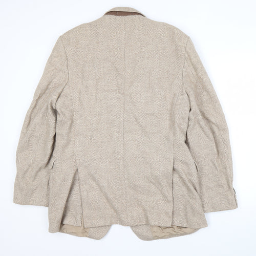 St Michael Men's Beige Wool Blazer Jacket 46 Long