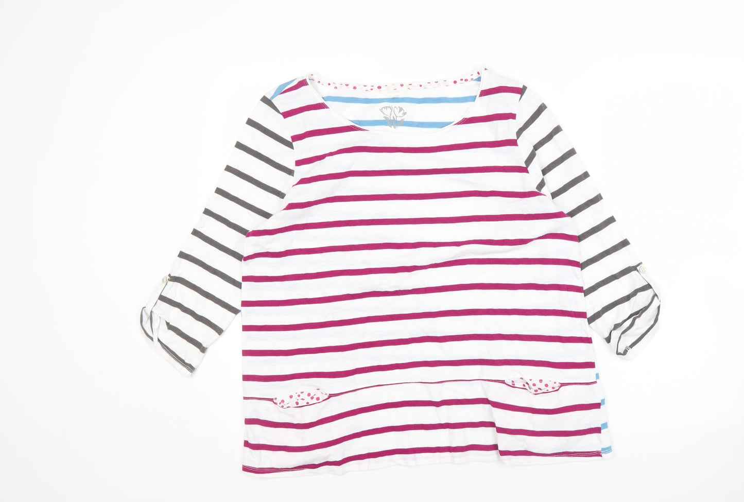 White Stuff Women's Multicoloured Striped T-Shirt Size 14