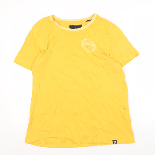 SuperDry Men's Yellow L Cotton Logo T-Shirt