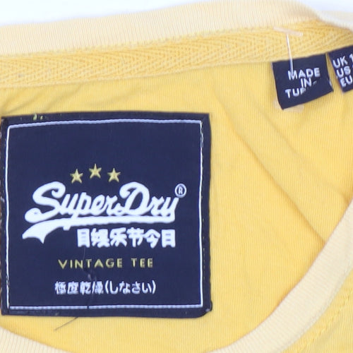 SuperDry Men's Yellow L Cotton Logo T-Shirt