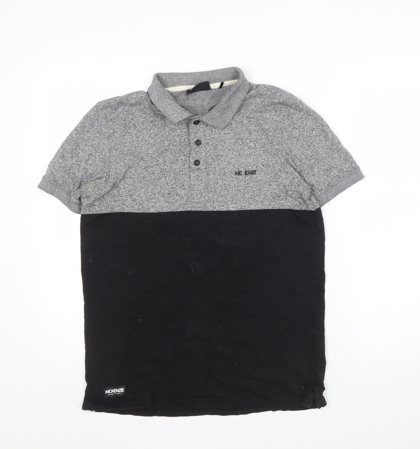 McKenzie Men's Grey Black Polo Shirt S Short Sleeve
