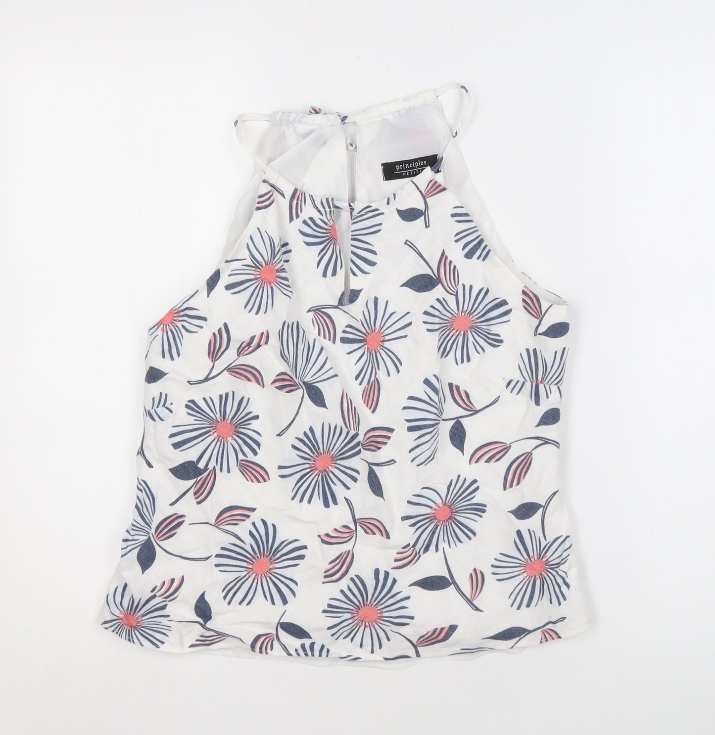 Principles Petite Floral Linen Halter Camisole, Size 14