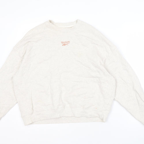 Reebok Beige Unisex Pullover Sweatshirt, M, Casual Style