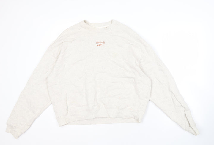 Reebok Beige Unisex Pullover Sweatshirt, M, Casual Style