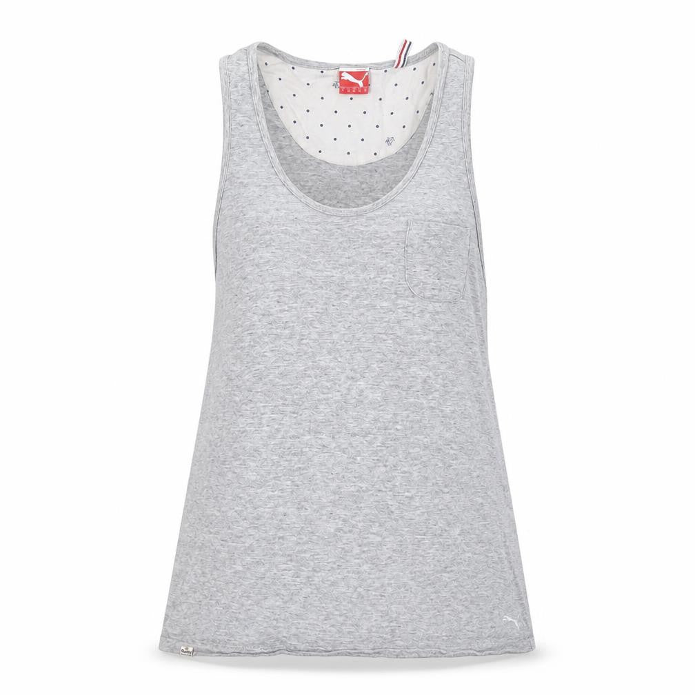 Front view of Puma Women's Grey Tank Top, size 10, Activewear