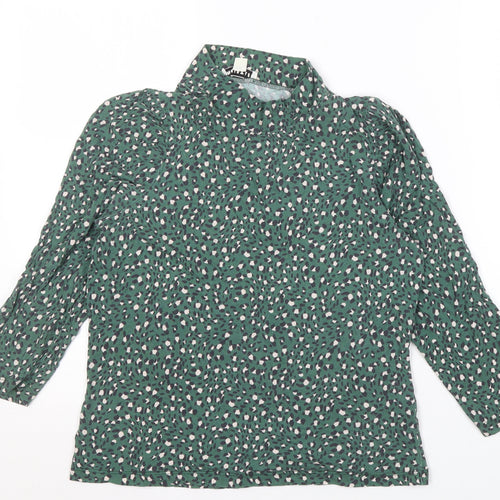 Whistles Women's Green Animal Print High Neck Top