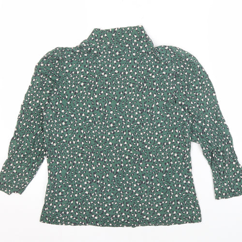 Whistles Women's Green Animal Print High Neck Top