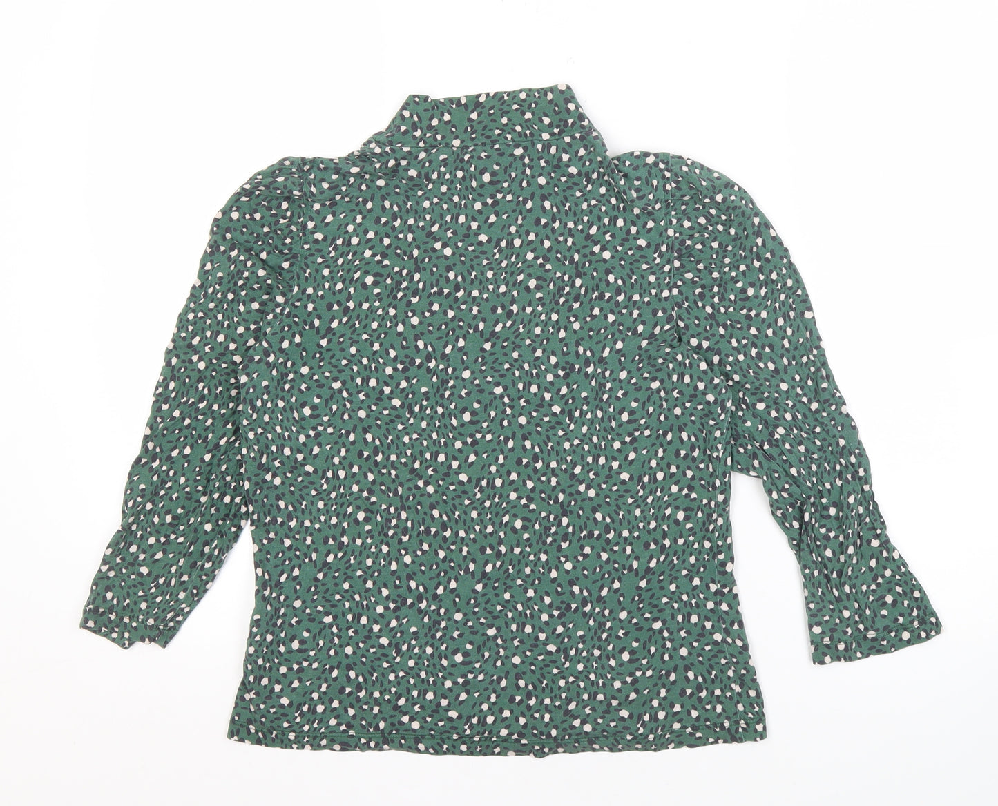 Whistles Women's Green Animal Print High Neck Top