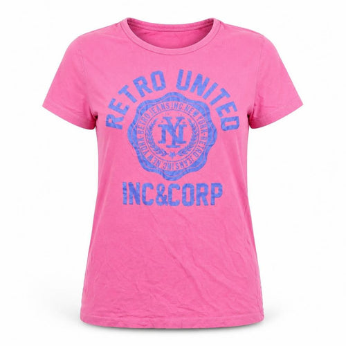 Retro Jeans Women's Pink Cotton T-Shirt, Size S