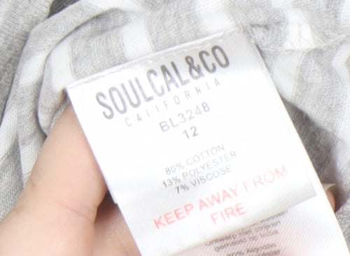 SoulCal & Co Women's Grey Striped Long Sleeve Jumper