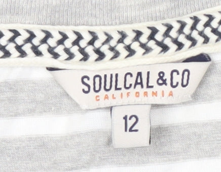 SoulCal & Co Women's Grey Striped Long Sleeve Jumper