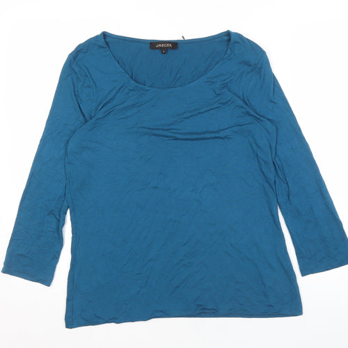 Jaeger Women's Blue 3/4 Sleeve Jersey Blouse