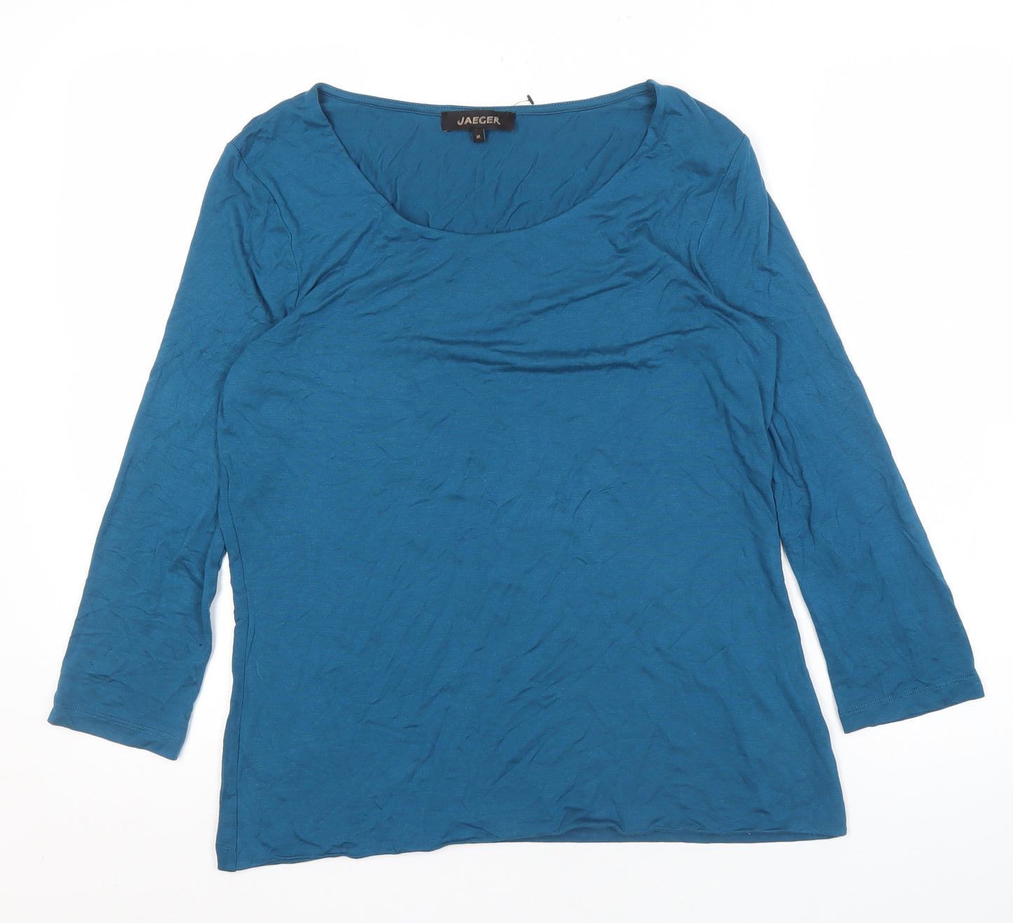 Jaeger Women's Blue 3/4 Sleeve Jersey Blouse