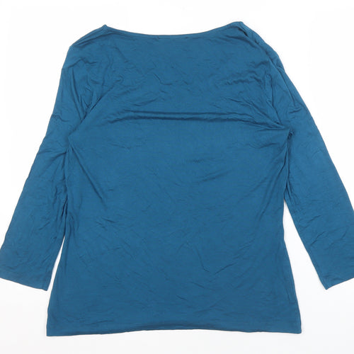 Jaeger Women's Blue 3/4 Sleeve Jersey Blouse