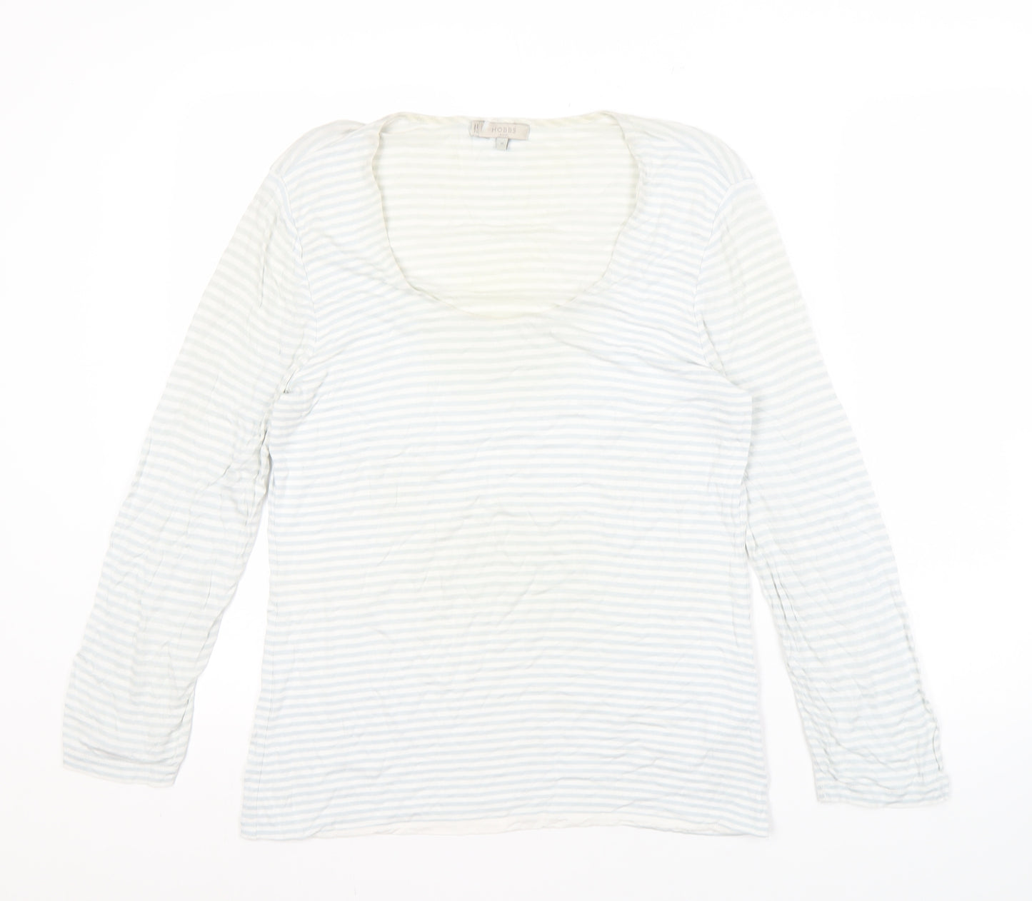 Hobbs Women's White Striped Long Sleeve Top M
