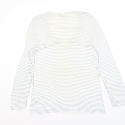 Hobbs Women's White Striped Long Sleeve Top M