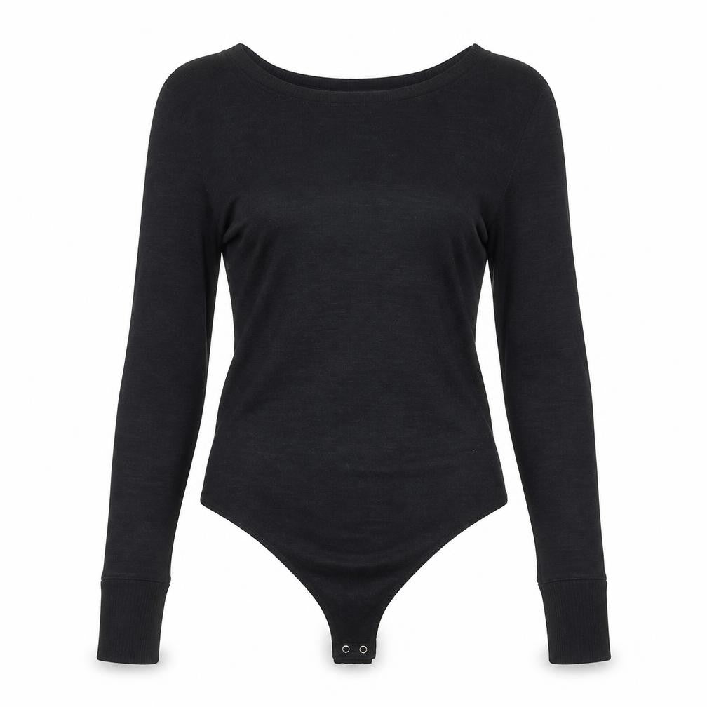 Front view of Abercrombie & Fitch Women's Black Long Sleeve Top M