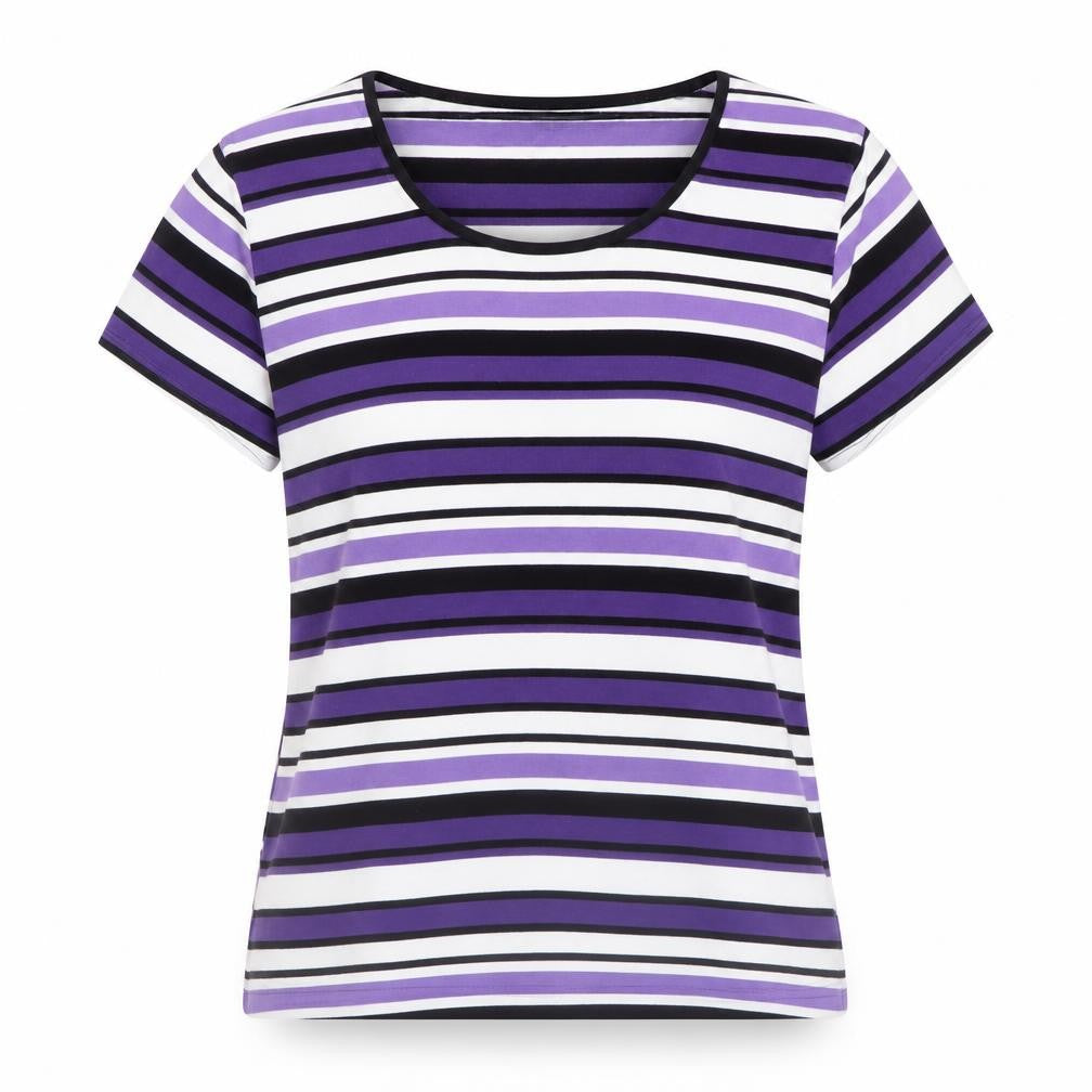 Front view of Precis Women's Multicoloured Striped T-Shirt M