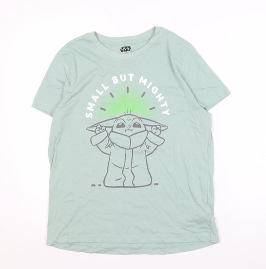 Front view of Star Wars unisex adults green t-shirt, size S