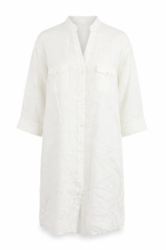 Monsoon Women's White 3/4 Sleeve Shirt Dress Size 12