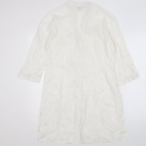 Monsoon Women's White 3/4 Sleeve Shirt Dress Size 12