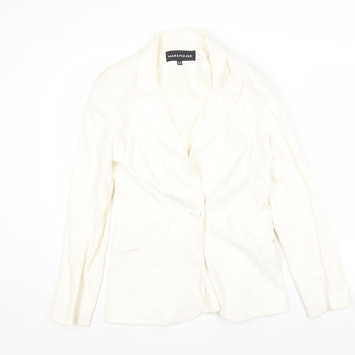 Warehouse Women White Blazer Size 10 Regular Notch