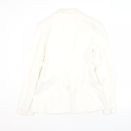 Warehouse Women White Blazer Size 10 Regular Notch