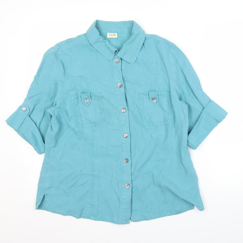 Viyella Women's Blue Button-Up Shirt Size 14