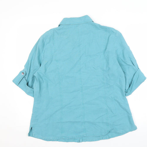 Viyella Women's Blue Button-Up Shirt Size 14