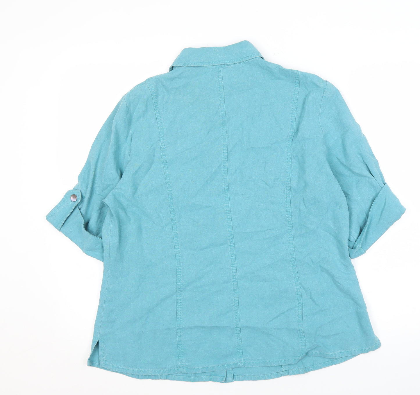Viyella Women's Blue Button-Up Shirt Size 14