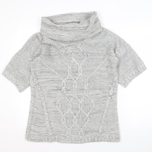 Oasis Women's Grey Cowl Neck Cable-Knit Pullover