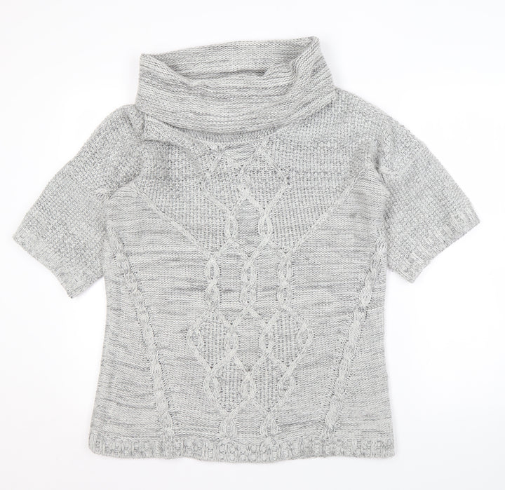 Oasis Women's Grey Cowl Neck Cable-Knit Pullover