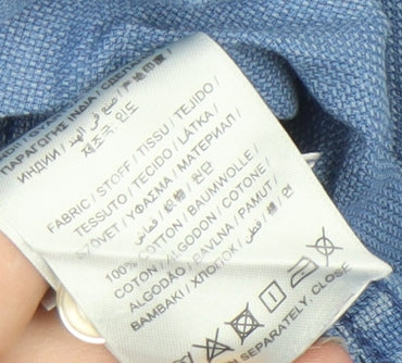 Gant Men's Blue Button-Up Cotton Shirt Long Sleeve L