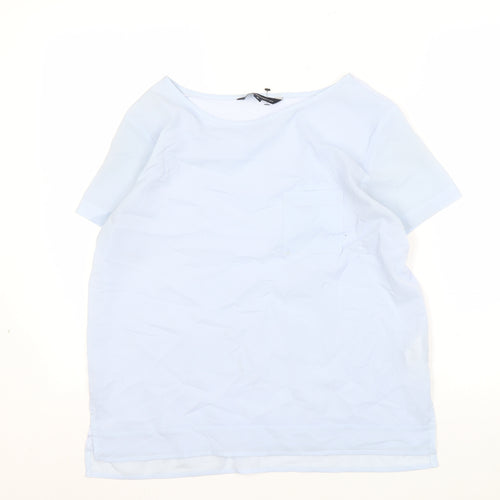 French Connection Women's Blue Boat Neck T-Shirt M
