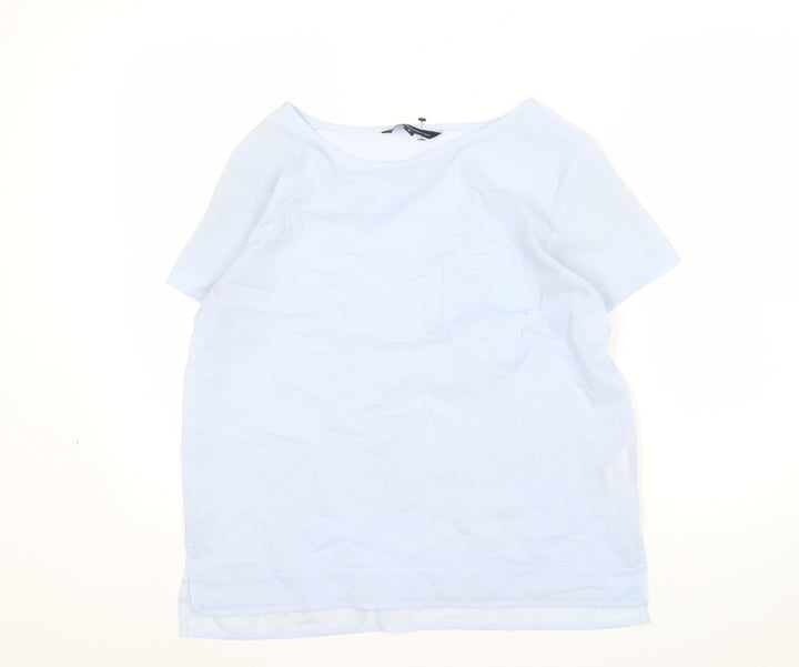 French Connection Women's Blue Boat Neck T-Shirt M