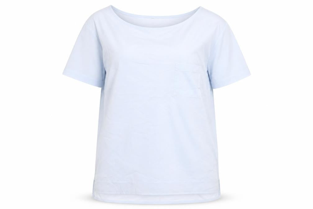 Front view of French Connection Women's Blue Boat Neck T-Shirt M